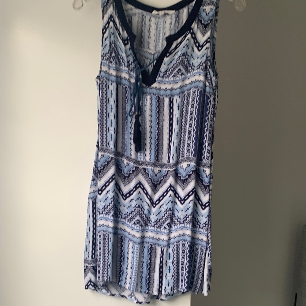 Blue and White Patterned Sleeveless  dress, top, beachwear